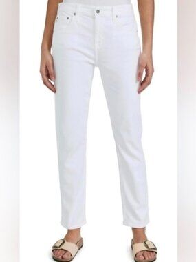 AG Adriano Goldschmied Ex-Boyfriend Slouchy Slim Straight White Jeans Sz 27R